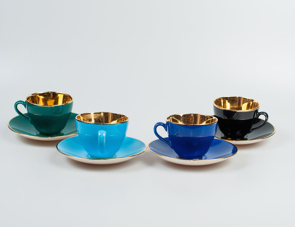 Vintage Royal Copenhagen Demitasse Gold Cup & Saucer Set