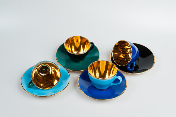 Vintage Royal Copenhagen Demitasse Gold Cup & Saucer Set