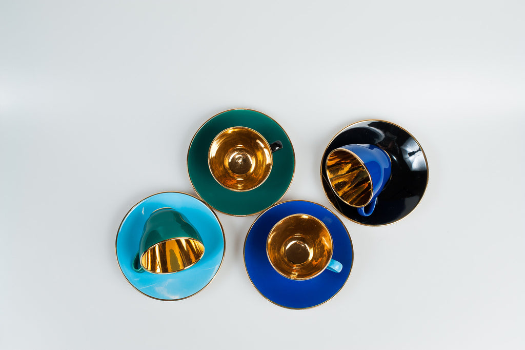 Vintage Royal Copenhagen Demitasse Gold Cup & Saucer Set